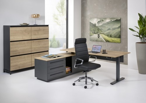 Hoekbureau 224x180cm zit/sta met ladenblok-3