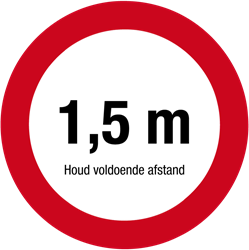 Sticker 1,5 meter afstand voor vloermarkering Ø 300mm
