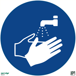 Sticker handen wassen voor vloermarkering Ø 300mm