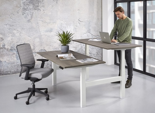 Elektrisch verstelbaar zit/sta DUO bureau Meerkantoor 2x Blad 160x80cm - Frame- Wit-3