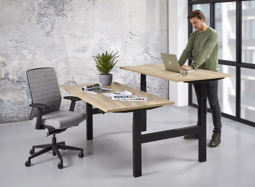 Elektrisch verstelbaar zit/sta DUO bureau Meerkantoor 2x Blad 180x80cm - Frame- Aluminium-2