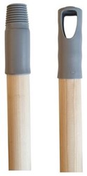 Borstelsteel in hout - met plastiek schroefdraad en ophangoog - 140 cm