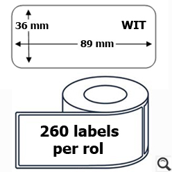 Etiket Dymo 99012 89x36mm wit (rol â 260 etiketten)