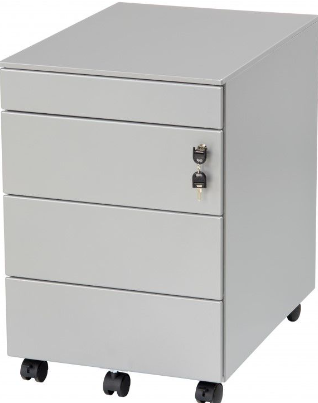 Verrijdbaar ladeblok Meerkantoor 3 laden + pennenlade - Frame Licht grijs-3