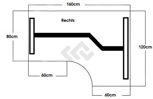 Zit/sta WING elektrisch hoekbureau Meerkantoor 160X120 CM-2