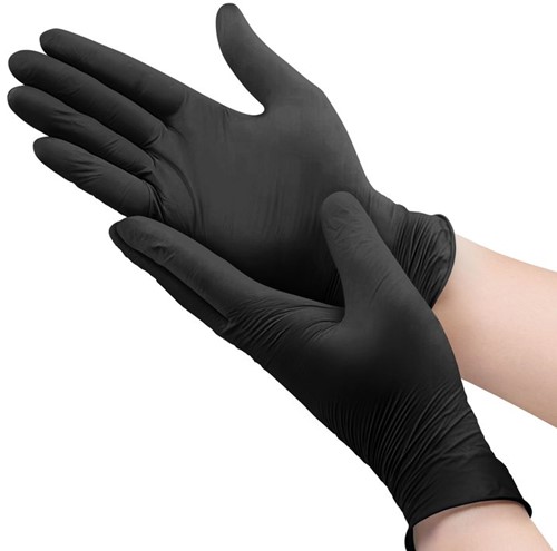 Nitril - doos/100 stuks - maat L - zwarte handschoenen ongepoederd
