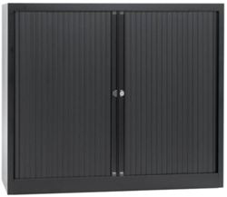 Roldeurkast Meerkantoor 118x120x43cm + 2 legborden (leverbaar in 5 kleuren)