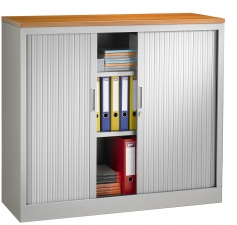 Roldeurkast Meerkantoor 135x120x43cm + 2 legborden (leverbaar in 5 kleuren)-3
