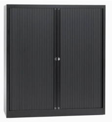 Roldeurkast Meerkantoor 135x120x43cm + 2 legborden (leverbaar in 5 kleuren)