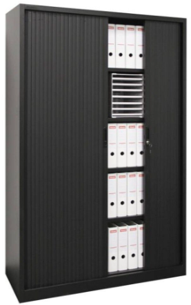 Roldeurkast Meerkantoor 198x120x43cm + 4 legborden Wit-2