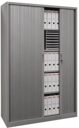 Roldeurkast Meerkantoor 198x120x43cm + 4 legborden Wit-3