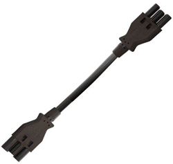 Koppelkabel 2 meter 3 polig male plat - 3 polig female plat 1,5mm² zwart