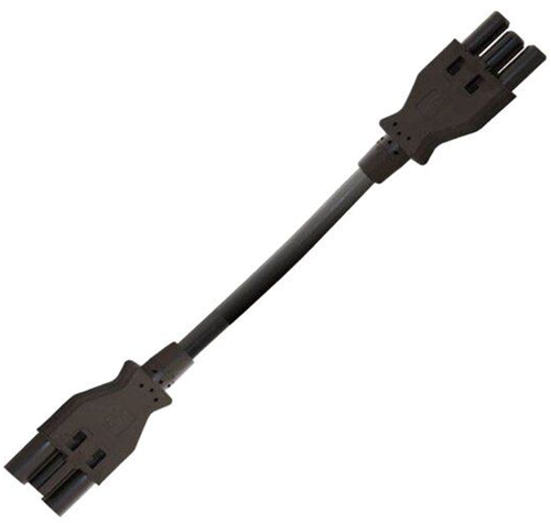 Koppelkabel 2 meter 3 polig male plat - 3 polig female plat 1,5mm² zwart