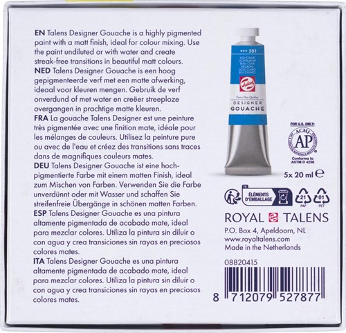 Talens Gouache plakkaatverf extra fijn set 5x20ml-3